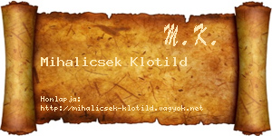 Mihalicsek Klotild névjegykártya
